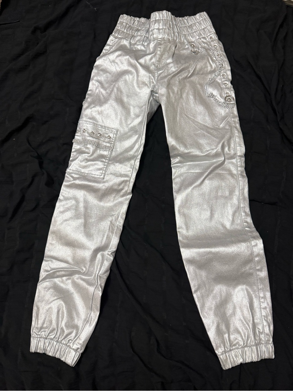 Silver Metallic Jogger Pants